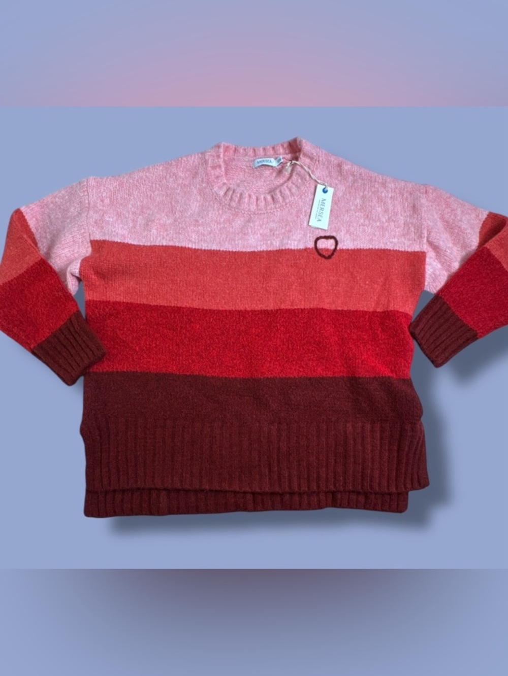 Mer Sea Mersea Happy Heart Sweater Top One Size Shades Of Pink Oversized Dolman